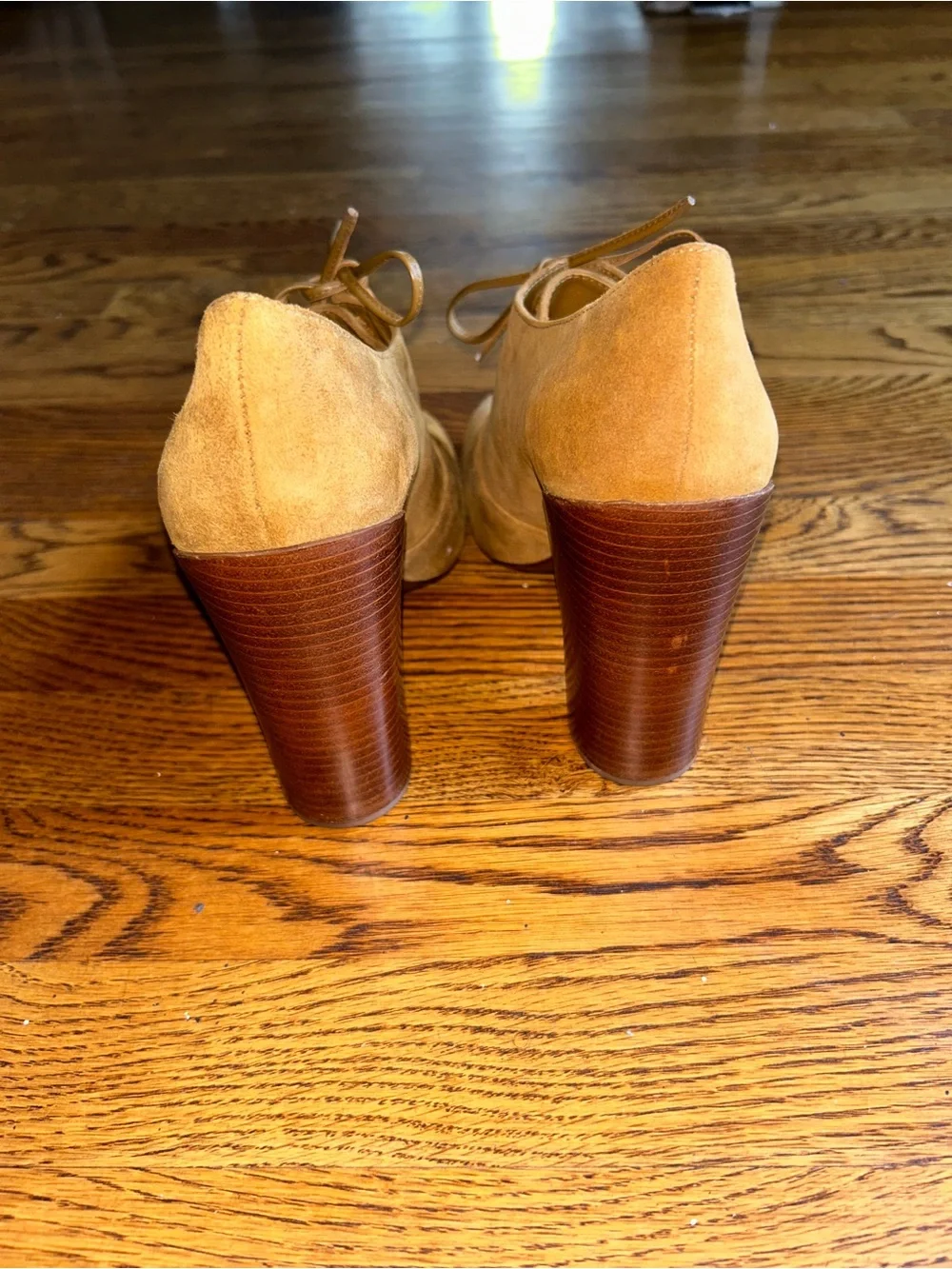 Tory Burch Tan Suede Lace-Up Oxford Heels Booties Women’s Size 10M